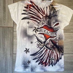 Women's Motorcycle Biker BIKACHIK Made in USA Shirt Front Back Graphics XL NEW